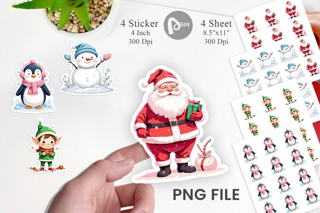 Pastel Christmas Character Sticker Sublimation artnoy 