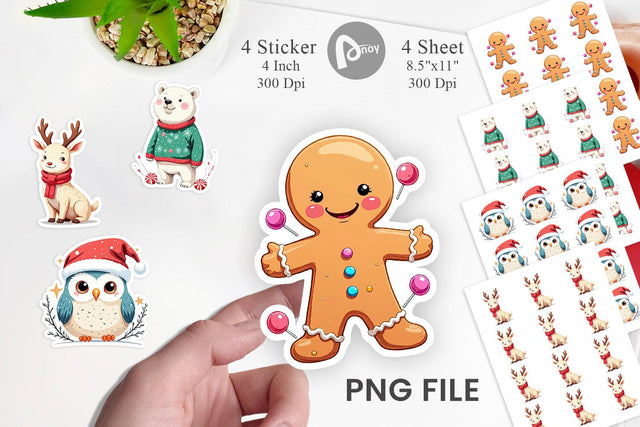 Pastel Christmas Character Sticker Sublimation artnoy 
