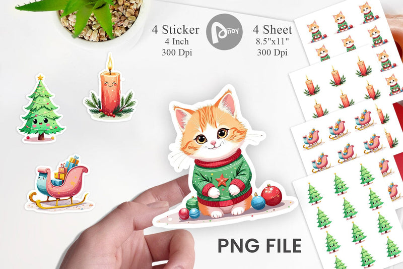 Pastel Christmas Character Sticker Sublimation artnoy 