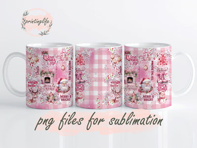 Pastel Christmas Mug Wrap Design, Instant Digital Design Download Mug Wrap Design, Mug Design PNG Sublimation PrintingLife 