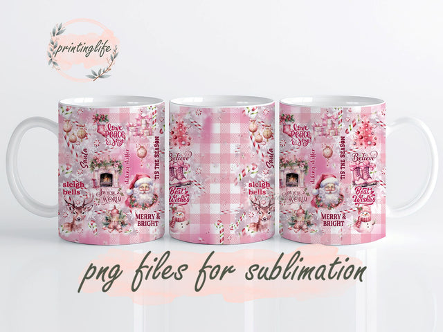 Pastel Christmas Mug Wrap Design, Instant Digital Design Download Mug Wrap Design, Mug Design PNG Sublimation PrintingLife 