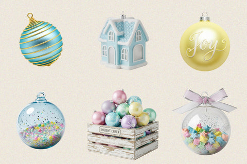 Pastel Christmas Ornaments Art Bundle. Sublimation SVGArt 