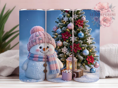 Pastel Christmas Snowman 20oz Tumbler, Christmas Snowman, Pastel Design, Holiday Theme, Winter Charm, Festive Style, 20oz Wrap, Sublimation Tumbler Sublimation Li Zamperini 