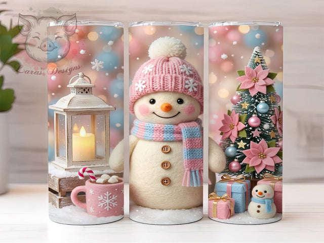 Pastel Christmas Snowman 20oz Tumbler, Pastel Christmas, Christmas Snowman, Pastel Snowman, Snowman Tumbler, 20oz Tumbler Wrap, Pastel Christmas PNG, Snowman Tumbler PNG Sublimation Lara' s Designs 