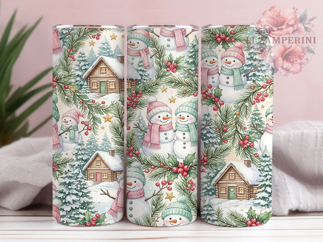 Pastel Christmas Snowmen 20oz Tumbler, Pastel Christmas, Christmas Snowmen, Pastel Snowmen, Snowmen Tumbler, Pastel Christmas PNG, Snowmen Tumbler PNG, Pastel Snowmen PNG Sublimation Li Zamperini 