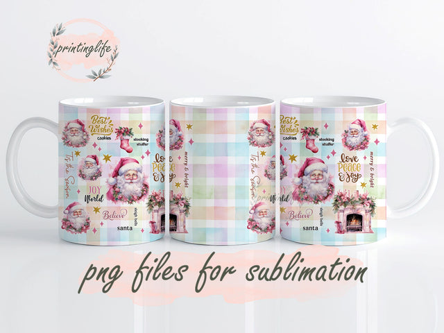 Pastel Christmas Sublimation Design Digital Download PNG Instant Digital, Pastel Christmas Mug Wrap, Pink Christmas 11oz Sublimation PrintingLife 