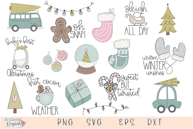 Pastel Christmas SVG Bundle, Babys First Christmas SVG file for Cricut, Cute Candy Cane PNG for Tshirts, Sublimation, Stickers & More SVG Designing Digitals 