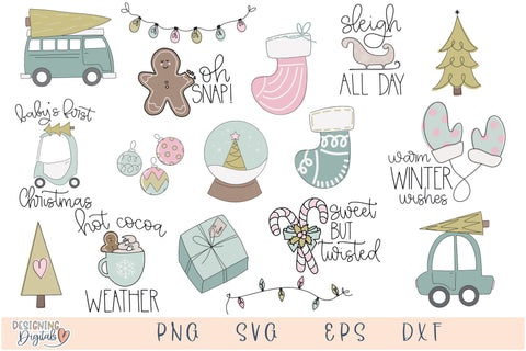 Pastel Christmas SVG Bundle, Babys First Christmas SVG file for Cricut, Cute Candy Cane PNG for Tshirts, Sublimation, Stickers & More SVG Designing Digitals 