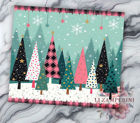 Pastel Christmas Tree Holiday Tumbler, Christmas Tree Tumbler, 20oz Tumbler Wrap, Sublimation Christmas, Holiday Tumbler, Cute Christmas Decor, Winter Beverage Wrap Sublimation Li Zamperini 