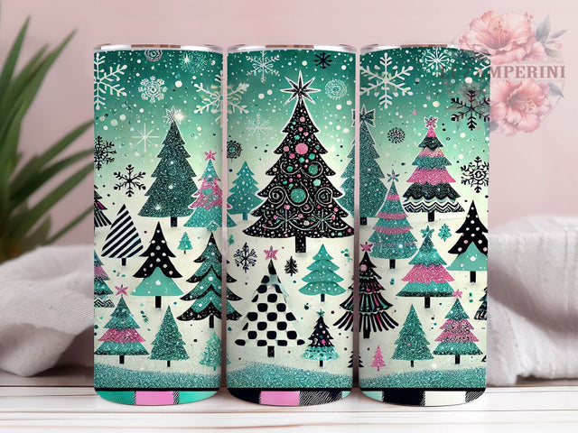 Pastel Christmas Tree Holiday Tumbler, Christmas Tree Tumbler, 20oz Tumbler Wrap, Sublimation Christmas, Holiday Tumbler, Cute Christmas Decor, Winter Beverage Wrap Sublimation Li Zamperini 