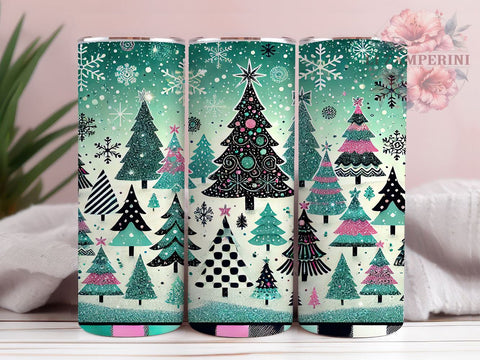 Pastel Christmas Tree Holiday Tumbler, Christmas Tree Tumbler, 20oz Tumbler Wrap, Sublimation Christmas, Holiday Tumbler, Cute Christmas Decor, Winter Beverage Wrap Sublimation Li Zamperini 