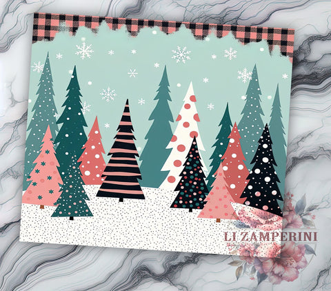 Pastel Christmas Tree Holiday Tumbler, Christmas Tree Tumbler, 20oz Tumbler Wrap, Sublimation Christmas, Holiday Tumbler, Cute Christmas Decor, Winter Beverage Wrap Sublimation Li Zamperini 