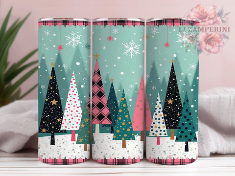 Pastel Christmas Tree Holiday Tumbler, Christmas Tree Tumbler, 20oz Tumbler Wrap, Sublimation Christmas, Holiday Tumbler, Cute Christmas Decor, Winter Beverage Wrap Sublimation Li Zamperini 