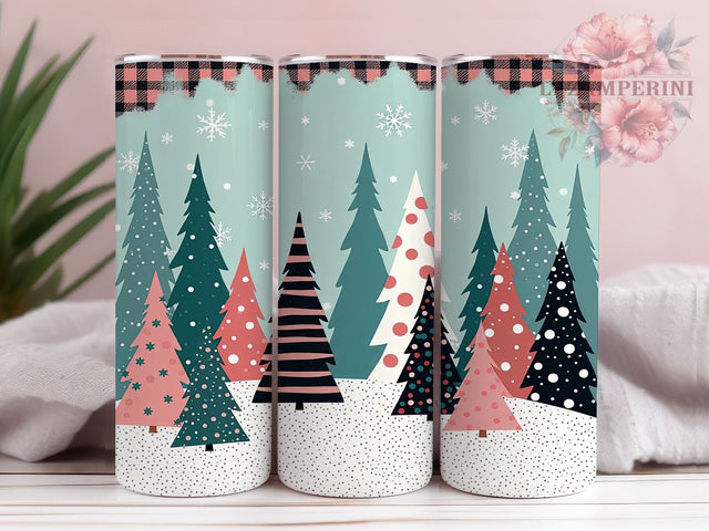 Pastel Christmas Tree Holiday Tumbler, Christmas Tree Tumbler, 20oz Tumbler Wrap, Sublimation Christmas, Holiday Tumbler, Cute Christmas Decor, Winter Beverage Wrap Sublimation Li Zamperini 