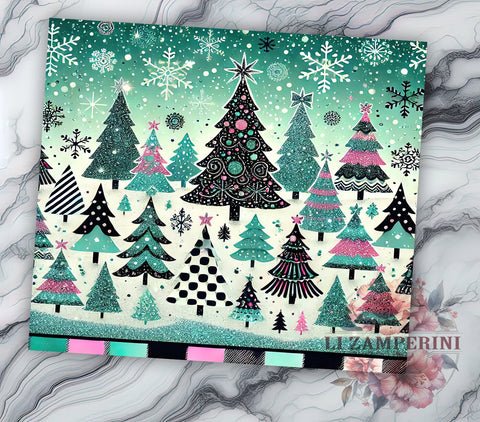 Pastel Christmas Tree Holiday Tumbler, Christmas Tree Tumbler, 20oz Tumbler Wrap, Sublimation Christmas, Holiday Tumbler, Cute Christmas Decor, Winter Beverage Wrap Sublimation Li Zamperini 