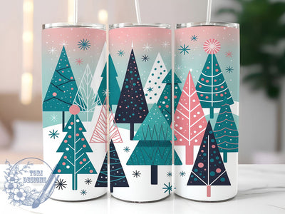 Pastel Christmas Tree Snowflake Tumbler, Snowflake Holiday Wrap, 20oz Tumbler Sublimation, Soft Pastel Winter Design, Cute Christmas Sublimation, Festive Snowflake Tumbler, Cozy Holiday Wrap Sublimation ToriDesigns 