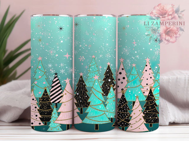Pastel Christmas Tree Tumbler, Pastel Christmas Tree, Soft Holiday Colors, Christmas Snowflake, Winter Pastel Design, 20oz Tumbler, Sublimation Design Sublimation Li Zamperini 