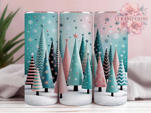 Pastel Christmas Tree Tumbler, Pastel Christmas Tree, Soft Holiday Colors, Christmas Snowflake, Winter Pastel Design, 20oz Tumbler, Sublimation Design Sublimation Li Zamperini 