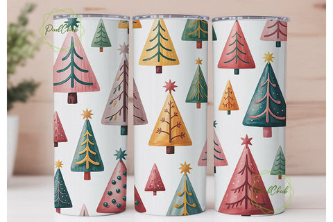 Pastel Christmas Trees Tumbler Wrap Sublimation PixelChick 