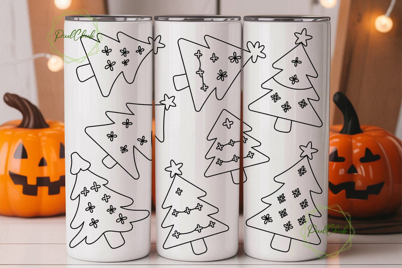 Pastel Christmas Trees Tumbler Wrap Sublimation PixelChick 