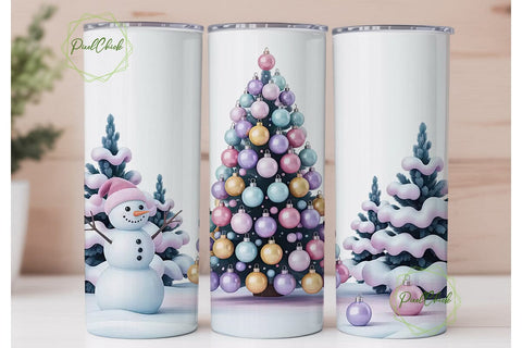 Pastel Christmas Wonderland 20oz Tumbler Sublimation PixelChick 