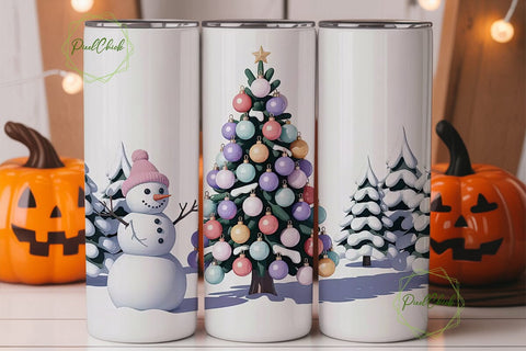 Pastel Christmas Wonderland 20oz Tumbler Sublimation PixelChick 