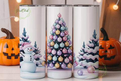 Pastel Christmas Wonderland 20oz Tumbler Sublimation PixelChick 