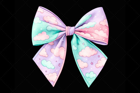 Pastel Cloudy Sky Coquette Bow Clipart, pastel cloudy bow, sky coquette bow, whimsical bow design, cloudy sky clipart, digital bow design, delicate pastel bow, sky bow art Sublimation FloridPrintables 