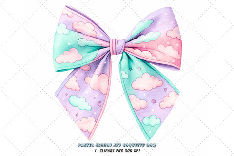 Pastel Cloudy Sky Coquette Bow Clipart, pastel cloudy bow, sky coquette bow, whimsical bow design, cloudy sky clipart, digital bow design, delicate pastel bow, sky bow art Sublimation FloridPrintables 