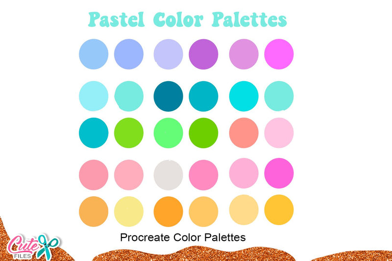 Pastel Color Palette for Procreate Sublimation Cute files 