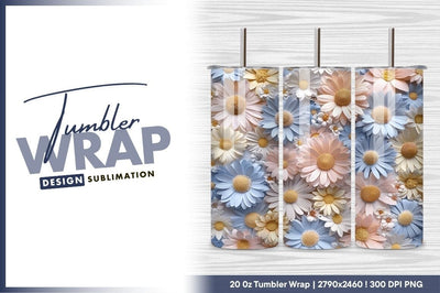 Pastel Colored Daisy Flower Background Tumbler Png Sublimation Regulrcrative 