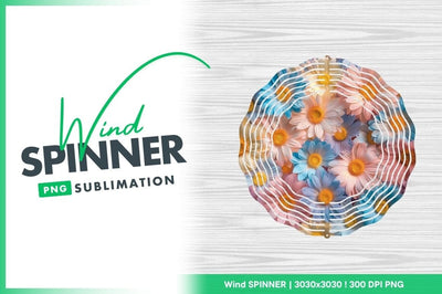 Pastel Colored Daisy Flowers Circle Wind Spinner Round Png Sublimation Regulrcrative 