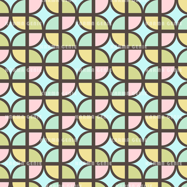 Pastel Colored Mid Century 70s Style Pattern Digital Paper Digital Pattern Karma Genie Graphics 