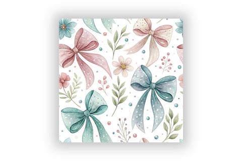 Pastel Coquette Bows Gingham Pattern, Seamless Watercolor Bundle Pack, Printable Scrapbook Paper, Feminine Floral Design Collection Digital Pattern FloridPrintables 