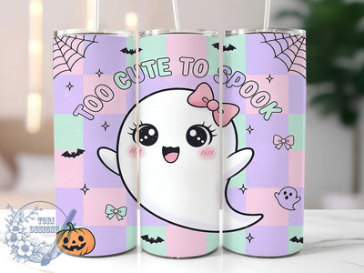 Pastel Coquette Cute Ghost Halloween Tumbler, Coquette Ghost Wrap, Too Cute To Spook Cup, 20Oz Sublimation Tumbler, Spooky Cute Drinkware, Soft Horror Wrap, Ghost Lover Gift Sublimation ToriDesigns 