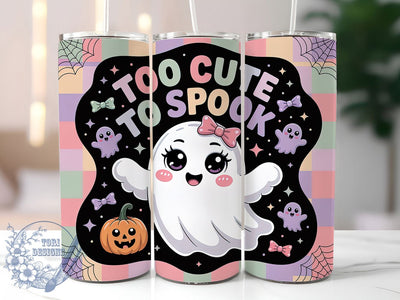 Pastel Coquette Cute Ghost Halloween Tumbler, Coquette Ghost Wrap, Too Cute To Spook Cup, 20Oz Sublimation Tumbler, Spooky Cute Drinkware, Soft Horror Wrap, Ghost Lover Gift Sublimation ToriDesigns 