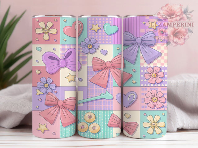 Pastel Coquette Floral Tumbler, Spring Floral Design, Soft Coquette Aesthetic, 20Oz Sublimation Wrap, Pastel Floral Pattern, Girly Floral Print, Tumbler Sublimation Sublimation Li Zamperini 