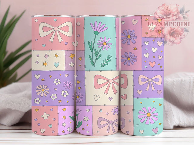 Pastel Coquette Floral Tumbler, Spring Floral Design, Soft Coquette Aesthetic, 20Oz Sublimation Wrap, Pastel Floral Pattern, Girly Floral Print, Tumbler Sublimation Sublimation Li Zamperini 