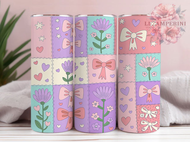 Pastel Coquette Floral Tumbler, Spring Floral Design, Soft Coquette Aesthetic, 20Oz Sublimation Wrap, Pastel Floral Pattern, Girly Floral Print, Tumbler Sublimation Sublimation Li Zamperini 