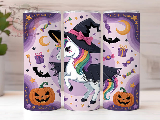 Pastel Coquette Witch Unicorn Tumbler, Coquette Witch Mug, Cute Halloween Art, 20Oz Tumbler Wrap, Sublimation Design, Kawaii Witch Print, Magical Pastel Drinkware Sublimation Lara' s Designs 