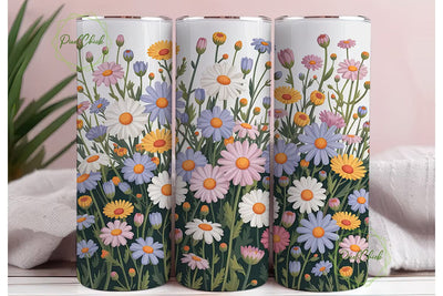 Pastel Daisy Floral 20oz Tumbler Wrap Sublimation PixelChick 