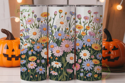 Pastel Daisy Floral 20oz Tumbler Wrap Sublimation PixelChick 