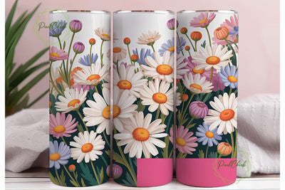 Pastel Daisy Floral 20oz Tumbler Wrap Sublimation PixelChick 