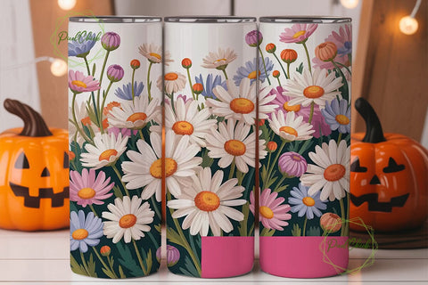 Pastel Daisy Floral 20oz Tumbler Wrap Sublimation PixelChick 