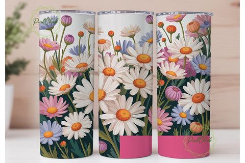 Pastel Daisy Floral 20oz Tumbler Wrap Sublimation PixelChick 
