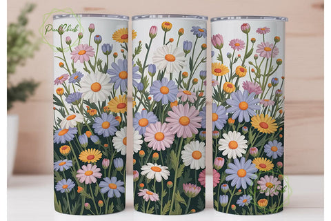Pastel Daisy Floral 20oz Tumbler Wrap Sublimation PixelChick 