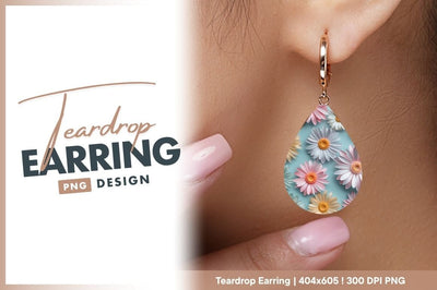 Pastel Daisy Floral Teardrop Earring Background Sublimation Regulrcrative 