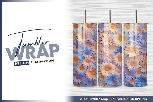 Pastel Daisy Flower Background Tumbler Png Sublimation Regulrcrative 