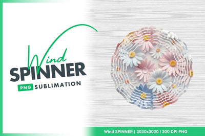 Pastel Daisy Flower Round Wind Spinner Png Sublimation Regulrcrative 