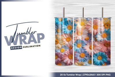 Pastel Daisy Flowers Tumbler Png Floral Pattern Sublimation Regulrcrative 